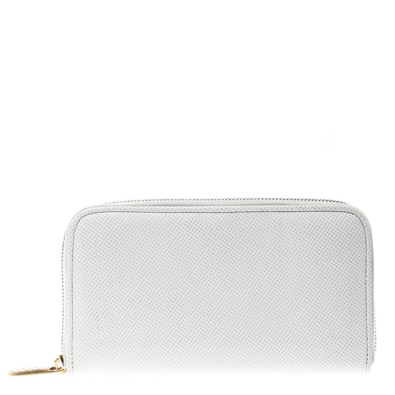 Bottega Veneta White Nappa Leather Zip Around Wallet