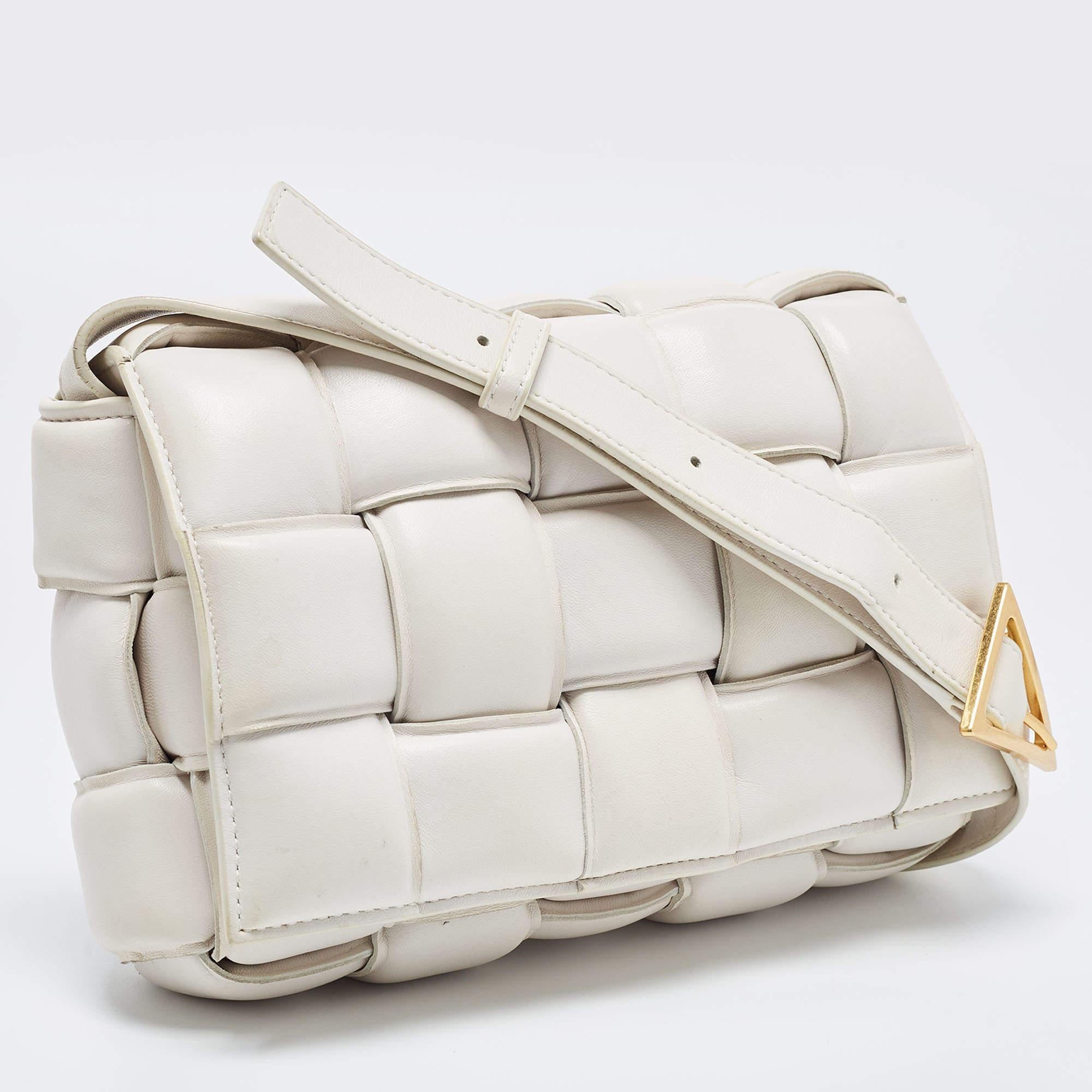 Women's Bottega Veneta White Padded Leather Cassette Shoulder Bag