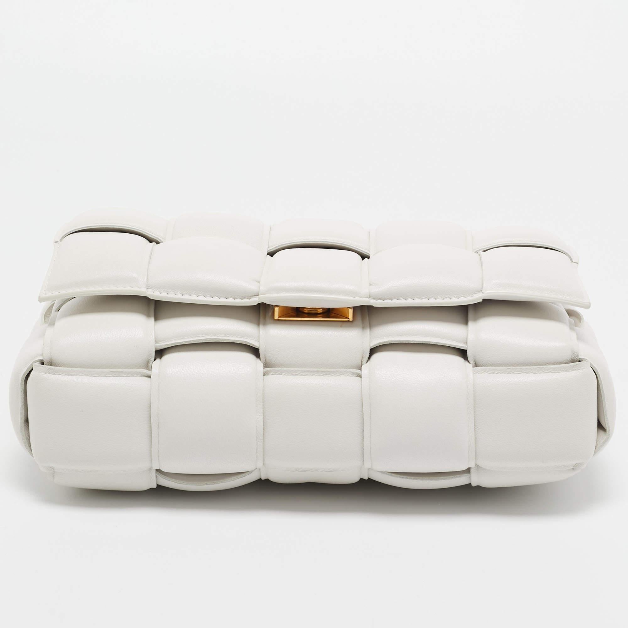 Bottega Veneta White Padded Leather Cassette Shoulder Bag 1