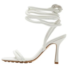 Bottega Veneta White Quilted Leather Ankle Strap Sandals Size 36