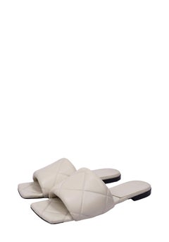 Bottega Veneta White Quilted Leather Flat Slides - EU 38