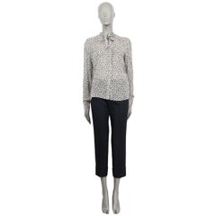 BOTTEGA VENETA white silk FLORAL PUSSY BOW Blouse Shirt 40 S
