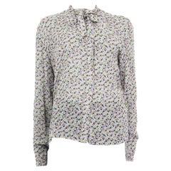 BOTTEGA VENETA seda blanca FLORAL PUSSY BOW Blusa Camisa 40 S