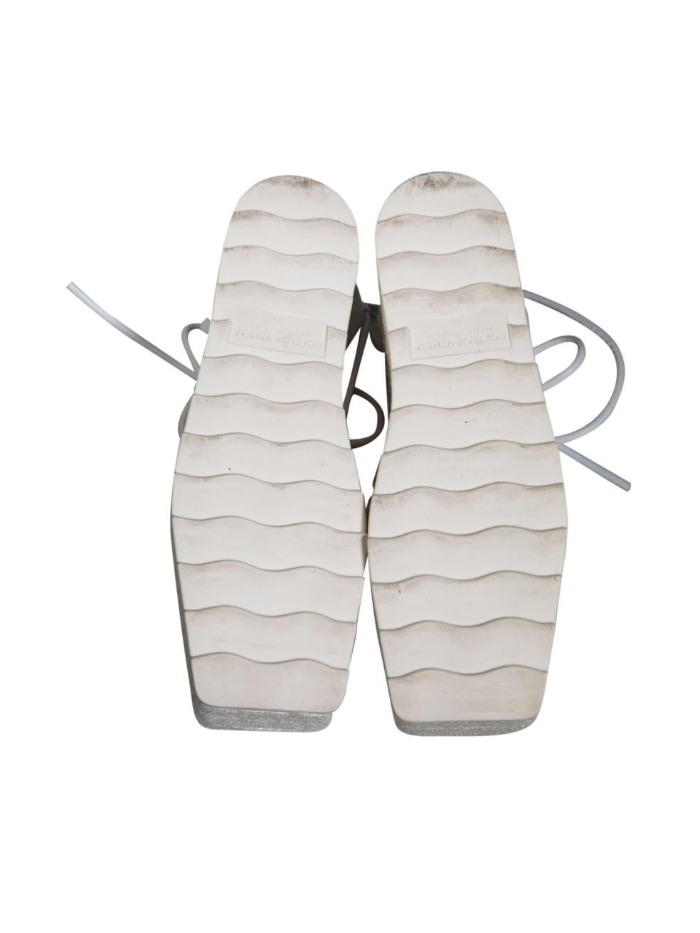 Women's Bottega Veneta White Stretch Platform Espadrilles Size IT 40 For Sale