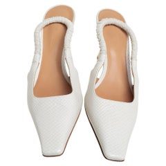 Bottega Veneta White Textured Leather Slingback Pumps Size 39
