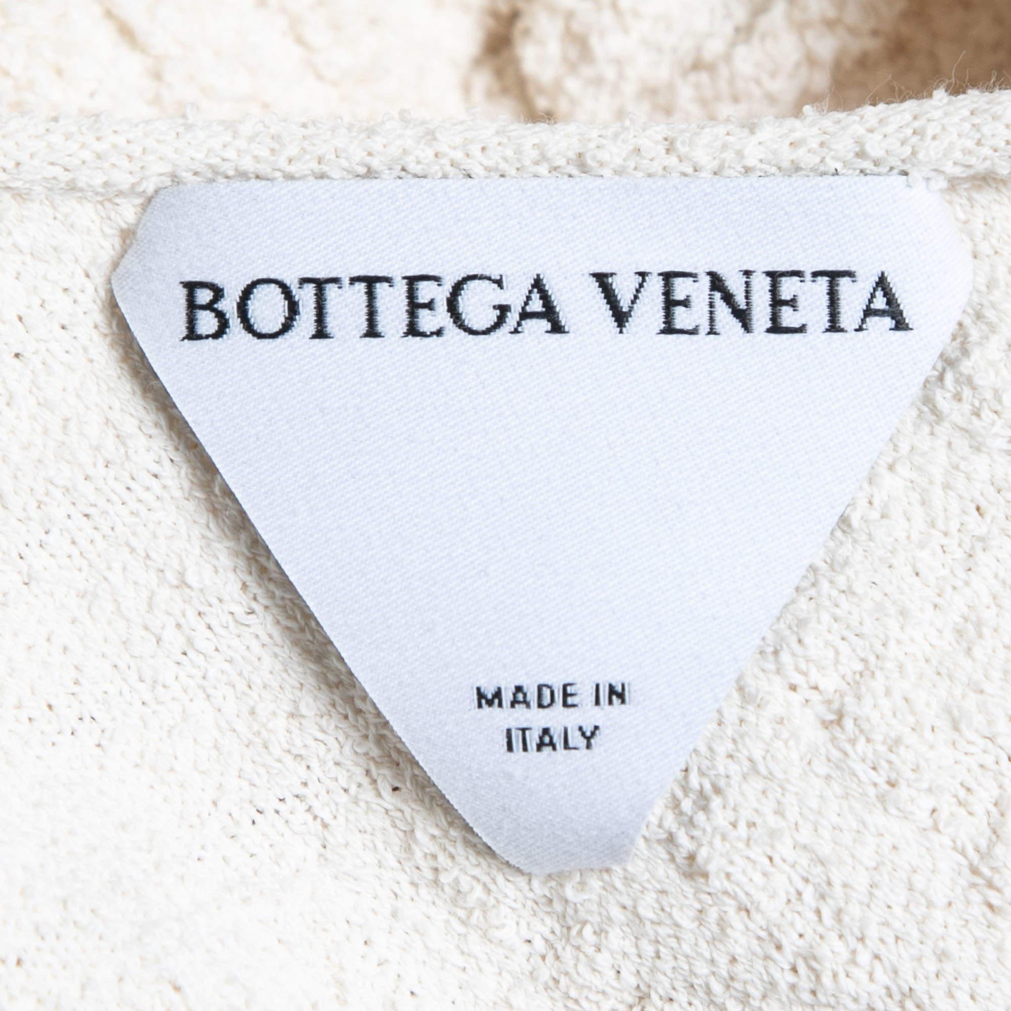 Bottega Veneta White Textured Terry One Shoulder Mini Dress S In Excellent Condition In Dubai, Al Qouz 2