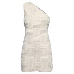 Bottega Veneta White Textured Terry One Shoulder Mini Dress S