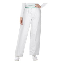 Bottega Veneta White Pantaloni a gamba larga con dettaglio logo Taglia S.