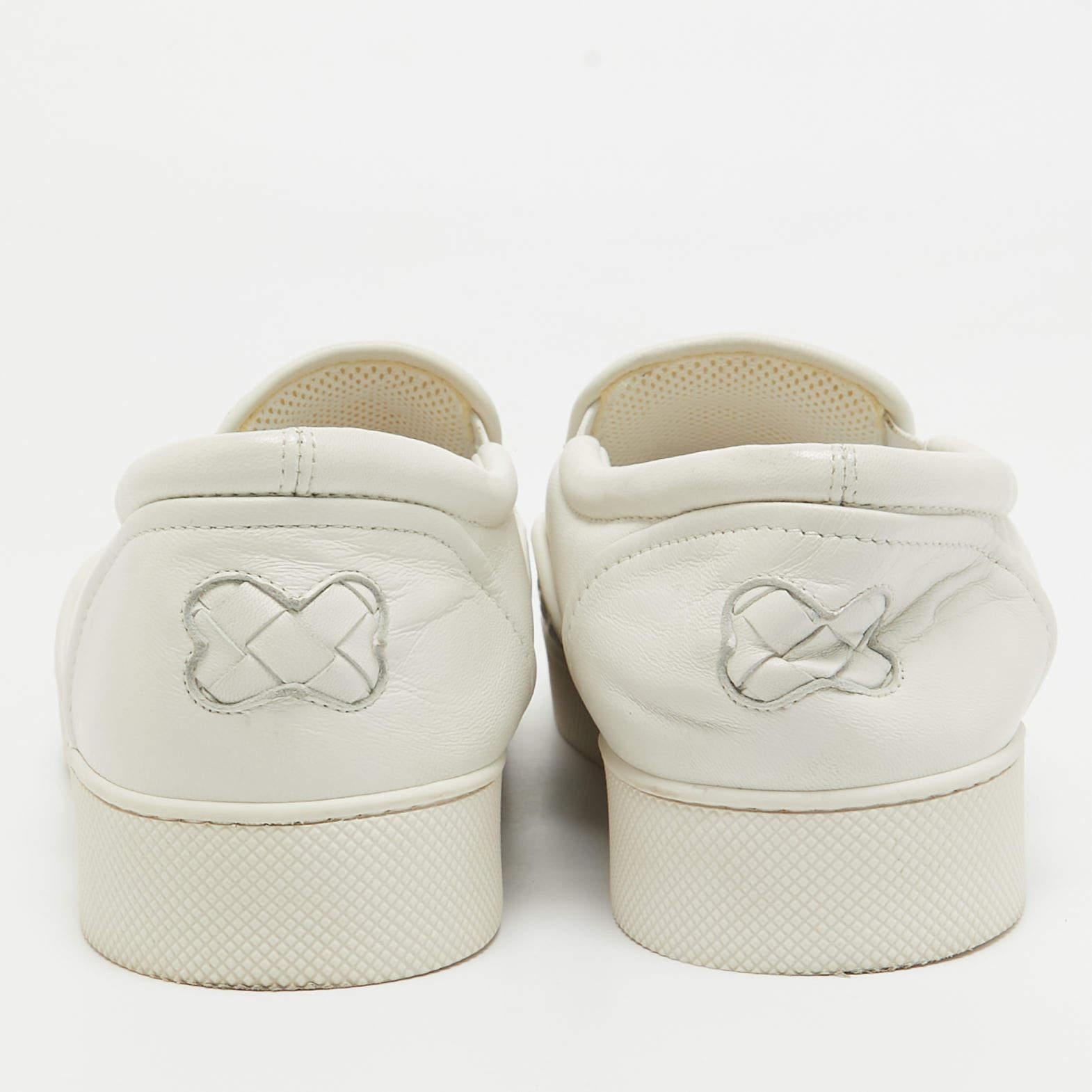 Bottega Veneta White Woven Leather Dodger Slip On Sneakers Size 38.5 1