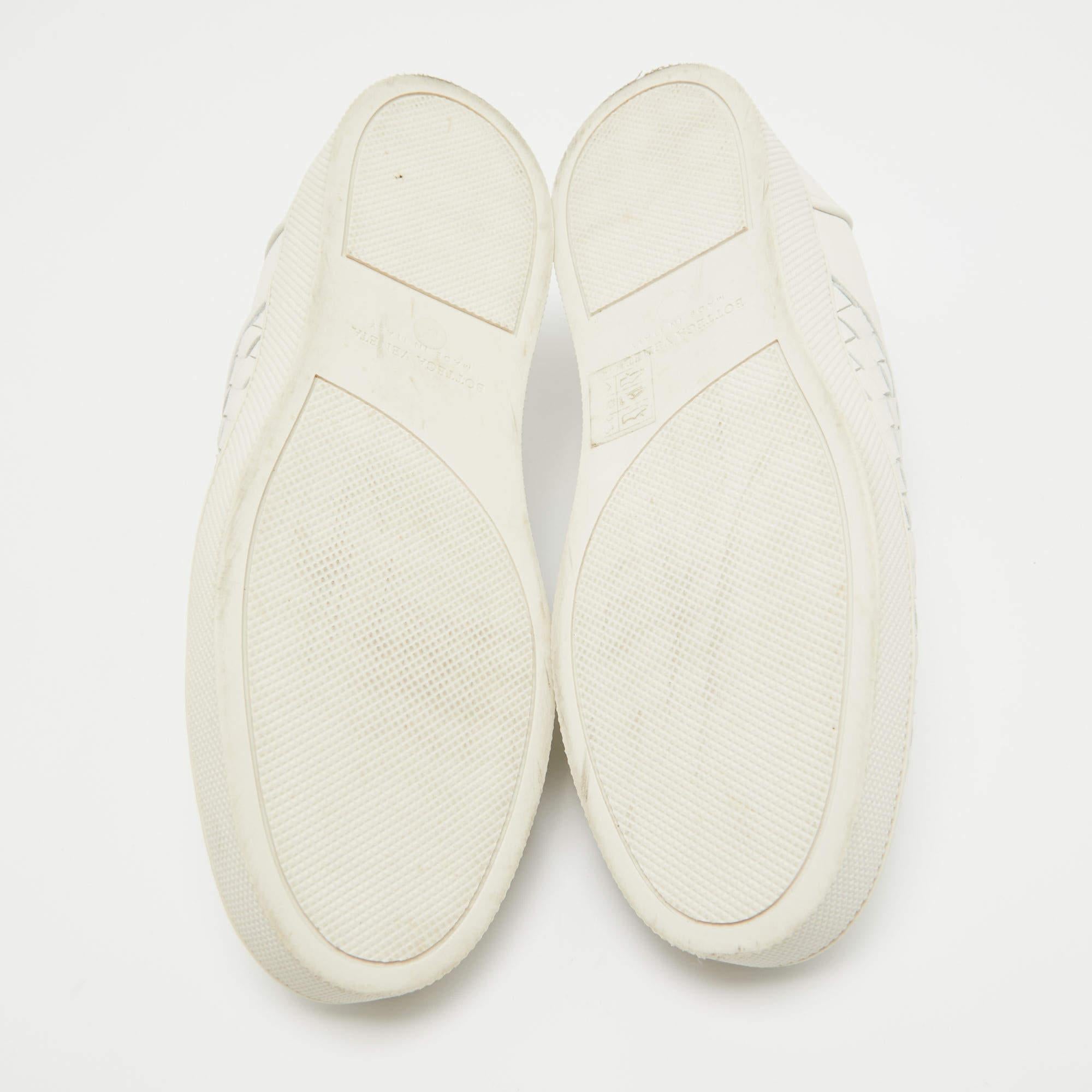 Bottega Veneta White Woven Leather Dodger Slip On Sneakers Size 38.5 2