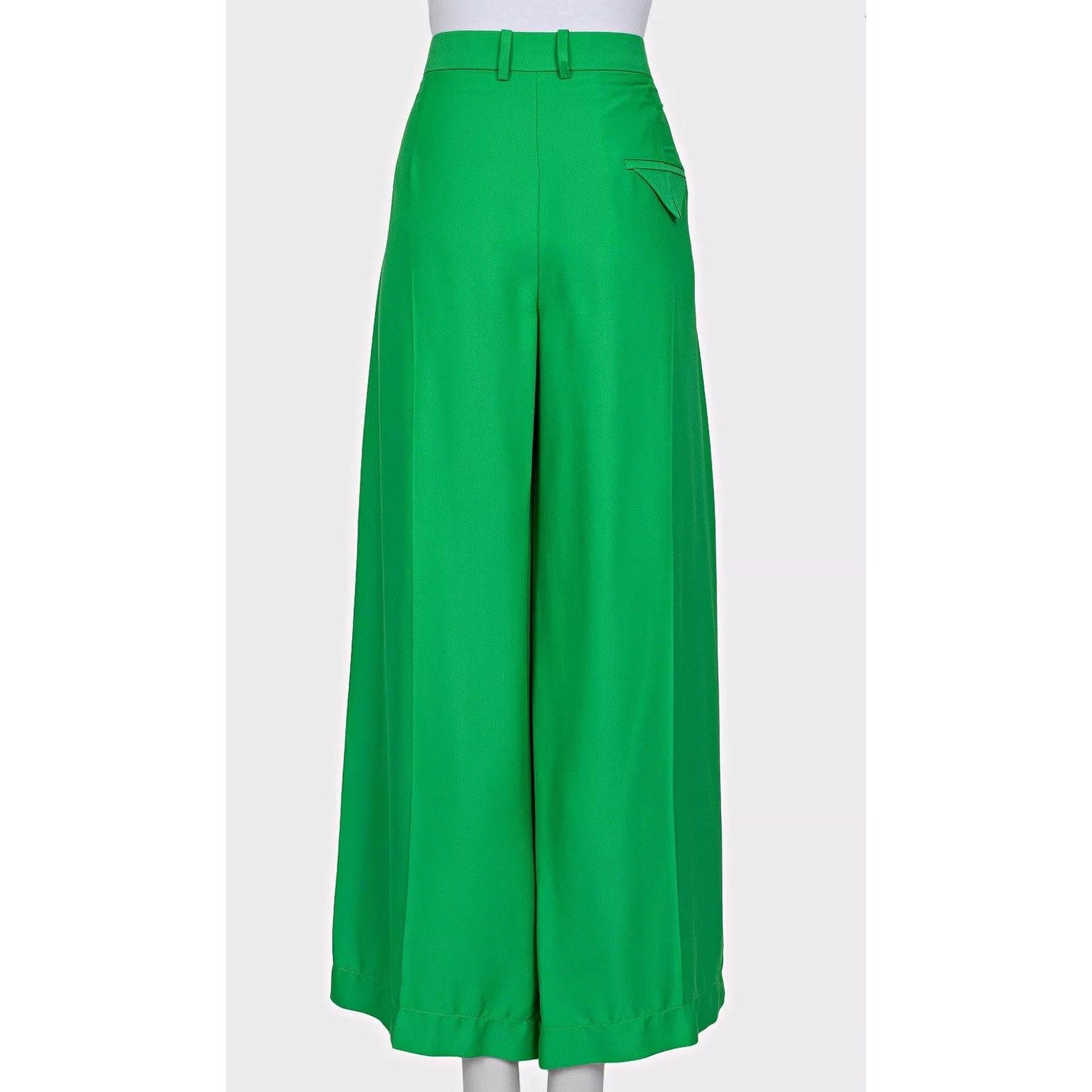 Verde Bottega Veneta Pantaloni a gamba larga in viscosa e seta verde 42/XL in vendita