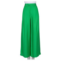 Bottega Veneta Grüne Viskose-Seiden-Hose mit weitem Bein 42/XL