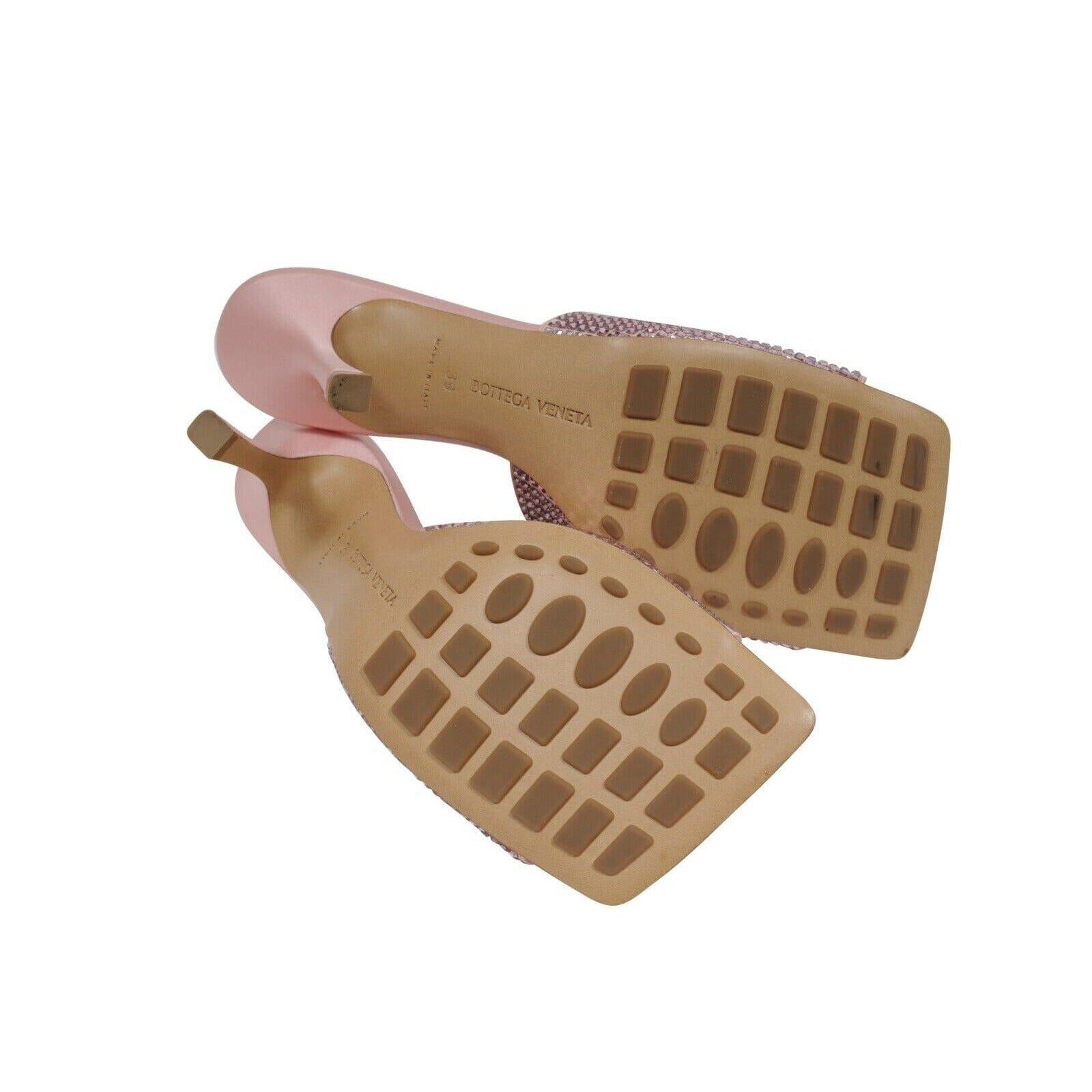 Bottega Veneta Women Crystal Mule Sandal 39 9 Pink Camellia Leather Satin Strass For Sale 5