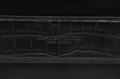 Bottega Veneta Women Envelope Clutch Black Crocodile Strap Card Slot Pouch