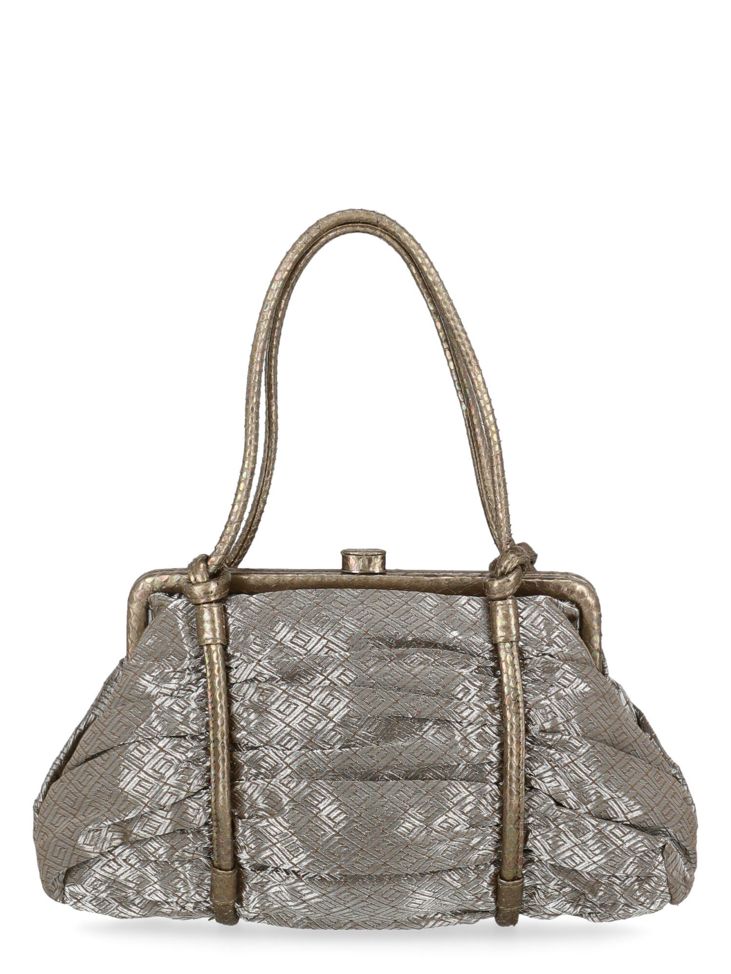 Bottega Veneta Women Handbags Gold, Silver Fabric  In Good Condition For Sale In Milan, IT