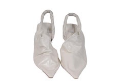 Bottega Veneta Women Twist Crinkle The Point Mules US 9.5 EU 39.5 White Leather