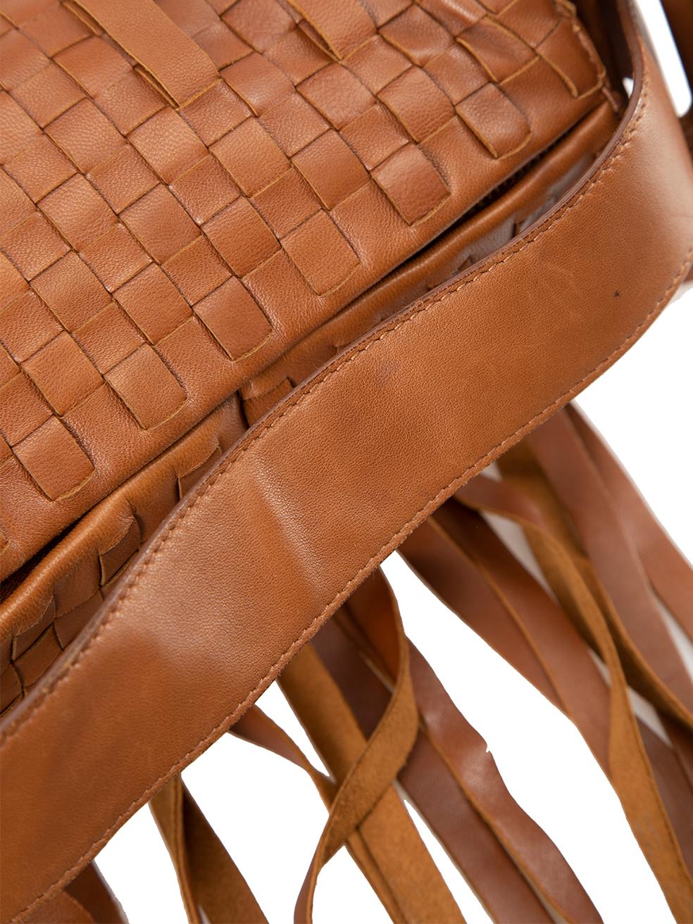 Bottega Veneta Women's Brown Leather Fringe Intrecciato Top Handle Bag 2