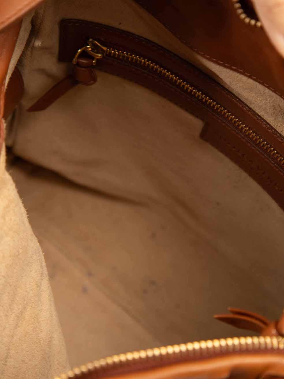 Bottega Veneta Women's Brown Leather Fringe Intrecciato Top Handle Bag 4