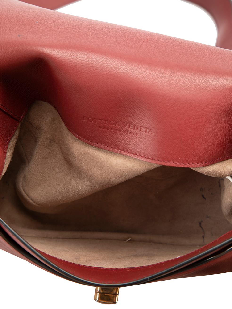 Bottega Veneta Women's Deep Red Leather Luna Intrecciato Crossbody Bag For Sale 2