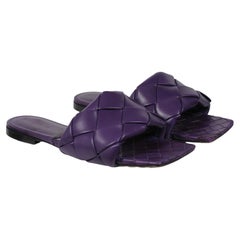 Bottega Veneta Womens Lido Intrecciato Woven Sandals US 10 IT 40 Purple Leather