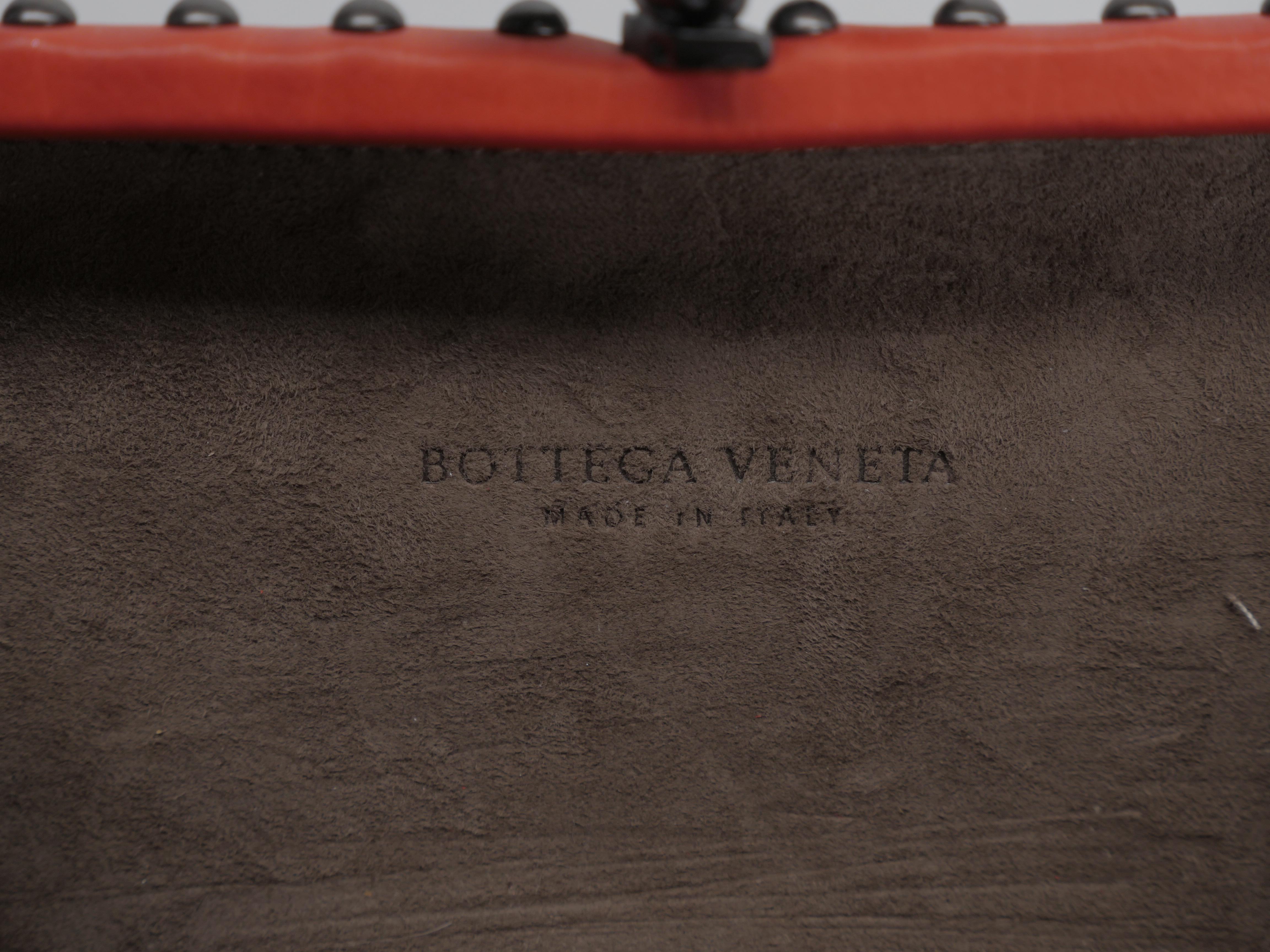 Bottega Veneta Women's Orange Studded Woven Clutch 3