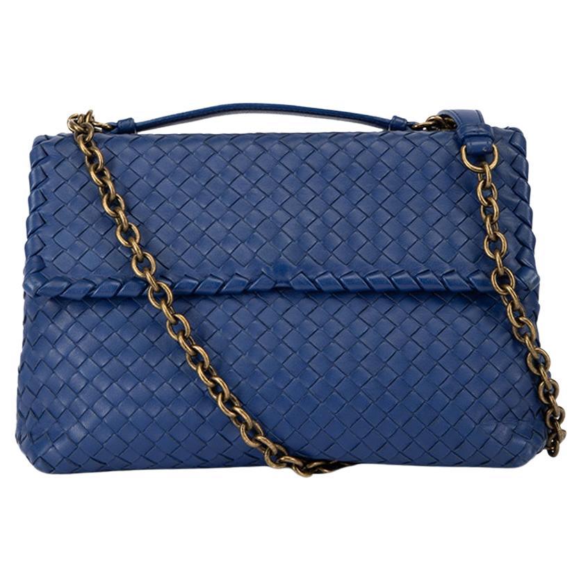 Bottega Veneta Women's Royal Blue Intrecciato Olimpia Crossbody Bag