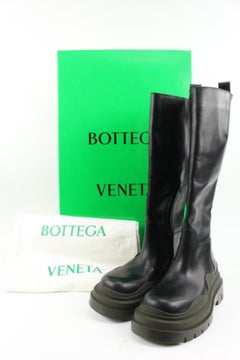 Bottega Veneta Women's Size 38 Black Leather Tire High Top Boot 77bv218s
