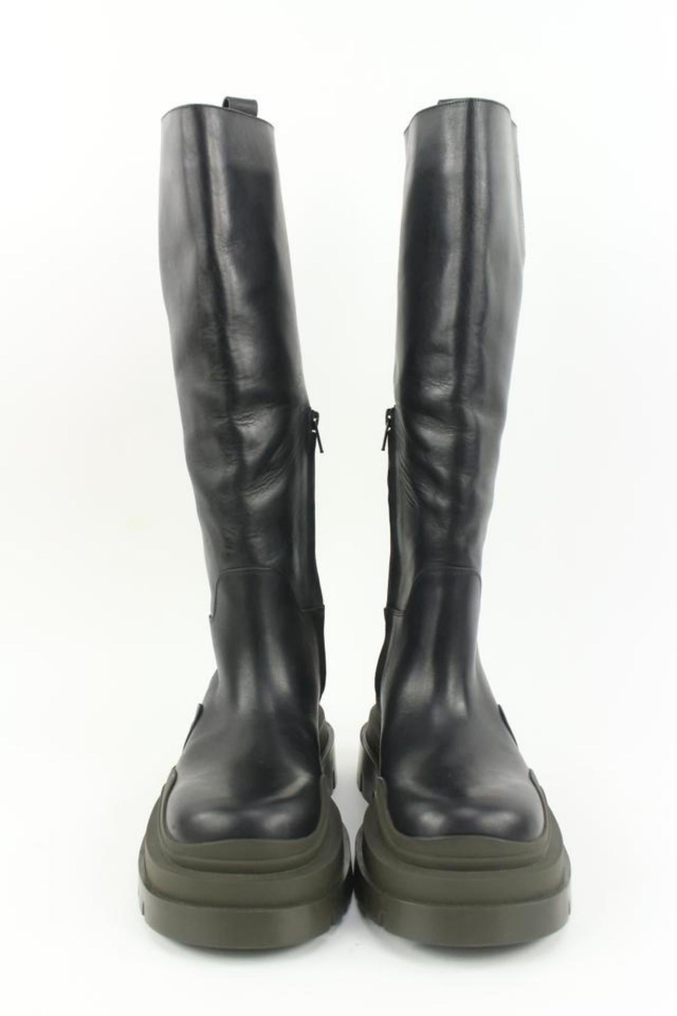 Bottega Veneta Women's Size 38 Black Leather Tire High Top Boot 77bv218s 4