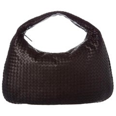 Vintage Bottega Veneta Woven Intrecciato Maxi Hobo 866608 Brown Leather Shoulder Bag