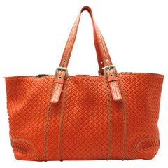 Bottega Veneta XL Red Intrecciato Stitch Detail Cabas Bag	