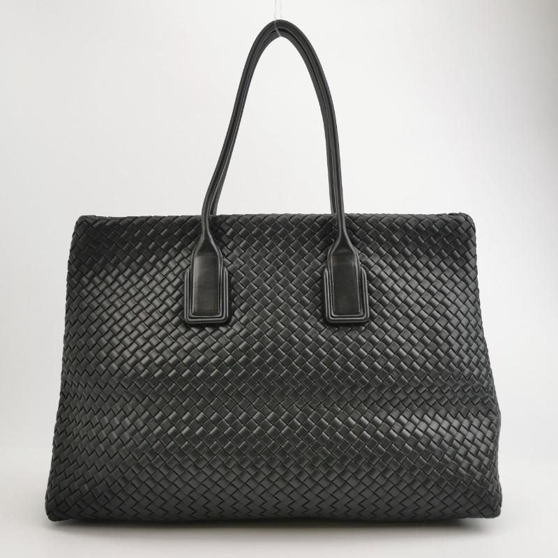 Bottega Veneta XXL Snap Tote Cuir Intrecciato Noir Avec Pochette en vente 2