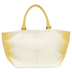 BOTTEGA VENETA yelloe gradient print canvas intreccia leather handle tote bag