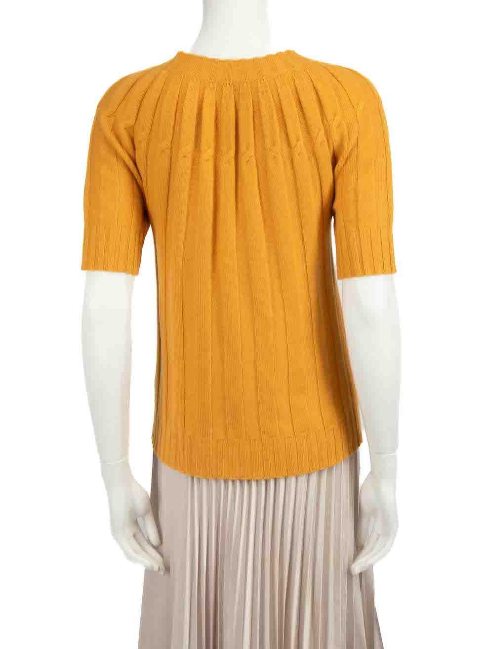 Bottega Veneta Yellow Cashmere Cable Knit Top Size S In Good Condition For Sale In London, GB