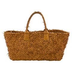 Gelbe Intrecciato Medium Cabat-Tasche aus ausgefranstem Leder von Bottega Veneta