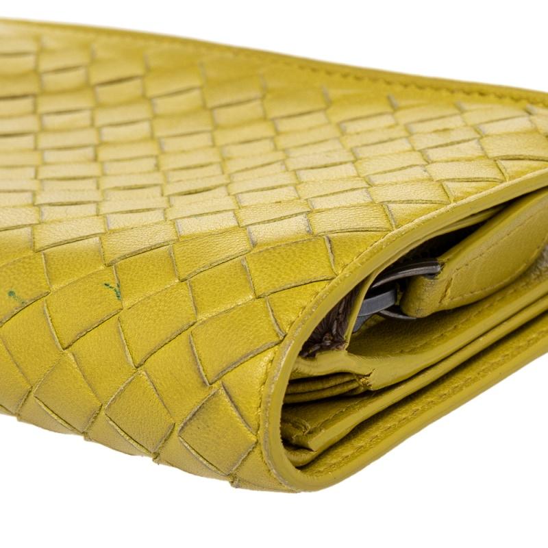 Bottega Veneta Yellow Intrecciato Leather Continental Wallet 4