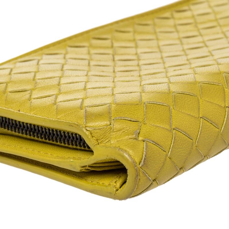 Women's Bottega Veneta Yellow Intrecciato Leather Continental Wallet