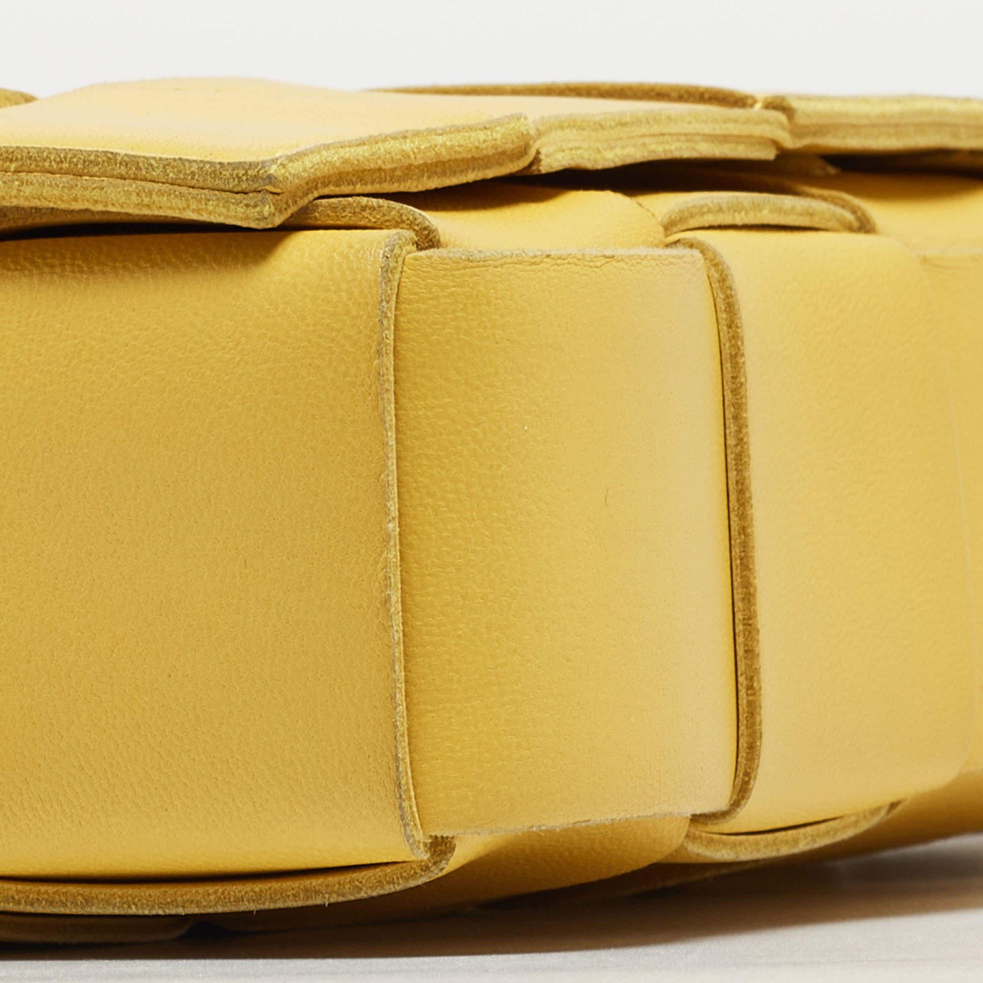 Bottega Veneta Yellow Intrecciato Leather Medium Cassette Shoulder Bag 9