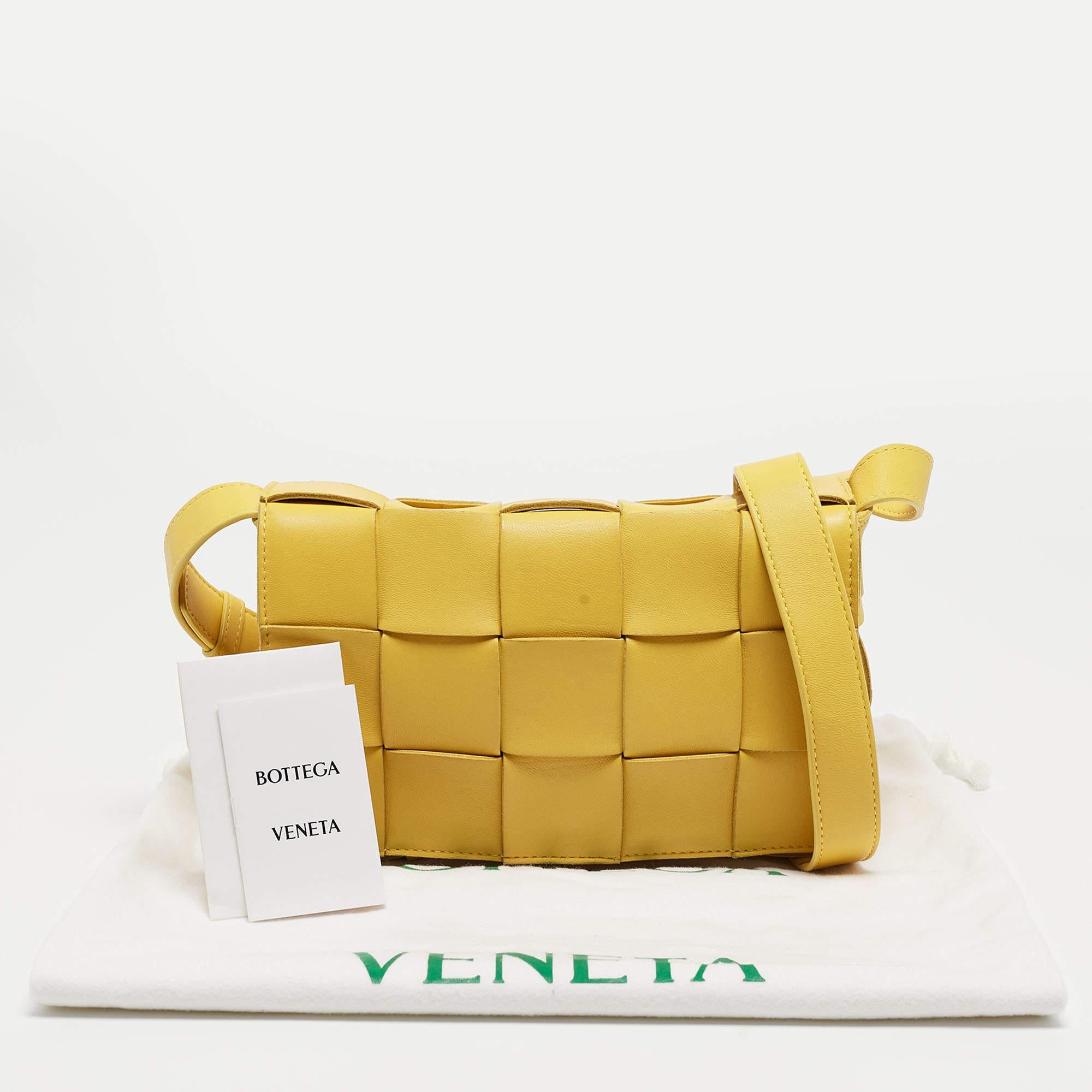 Bottega Veneta Yellow Intrecciato Leather Medium Cassette Shoulder Bag 1