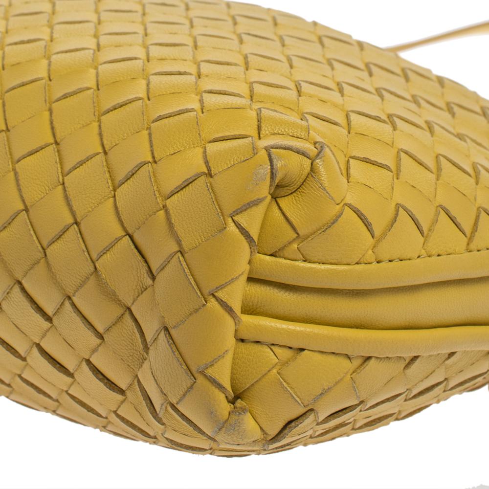 Women's Bottega Veneta Yellow Intrecciato Leather Nodini Crossbody Bag