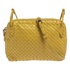 Bottega Veneta Yellow Intrecciato Leather Nodini Crossbody Bag