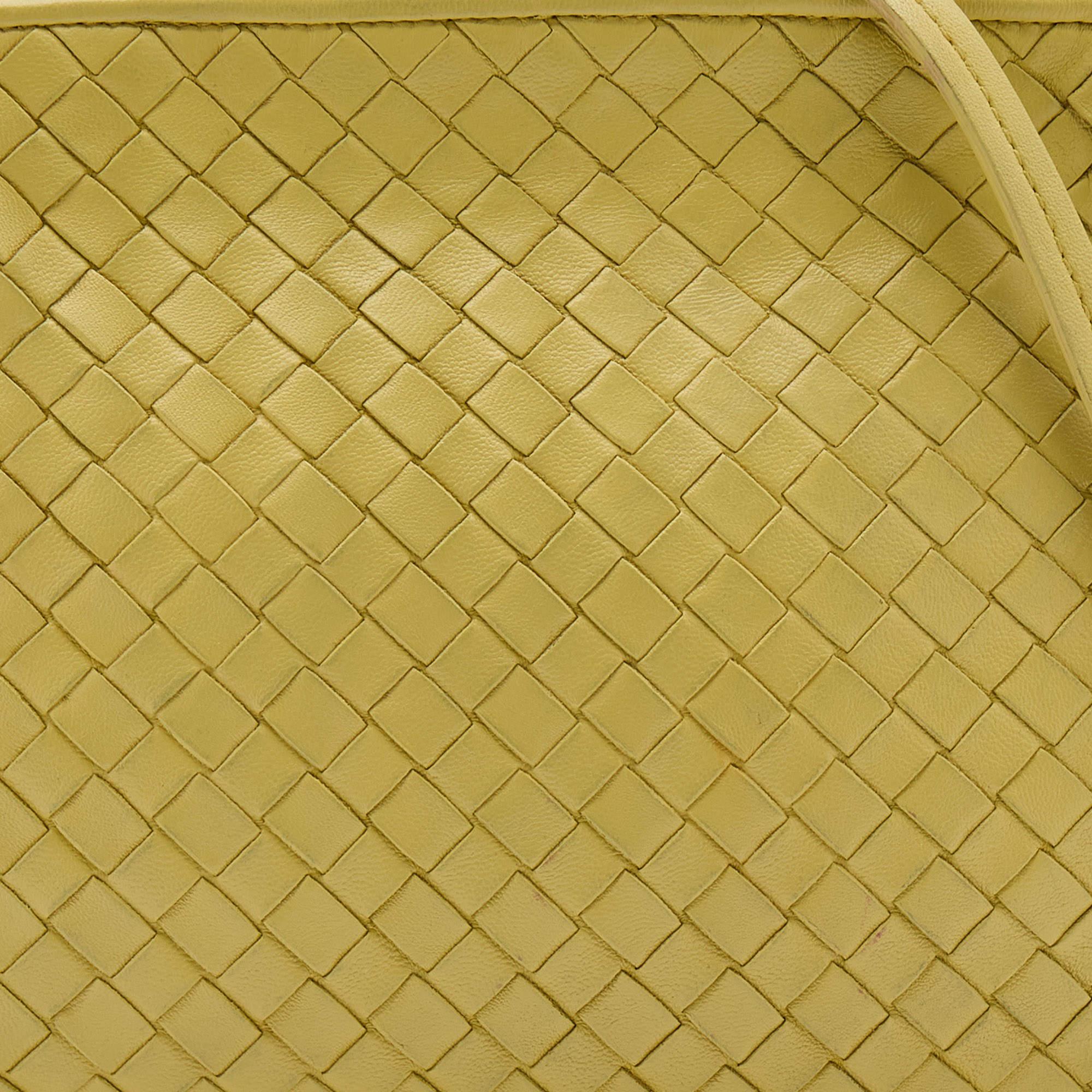 Bottega Veneta Yellow Intrecciato Leather Nodini Shoulder Bag 4