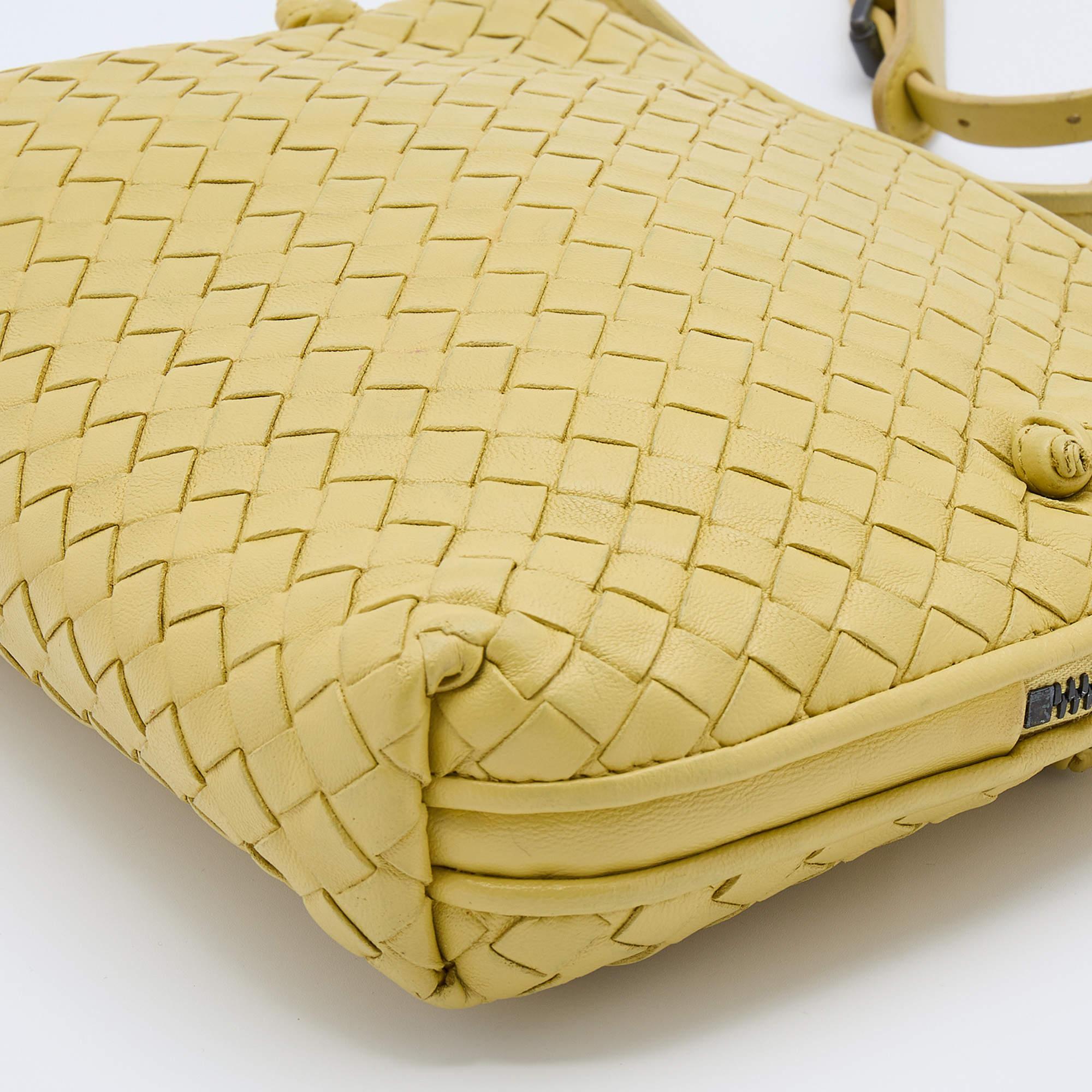 Bottega Veneta Yellow Intrecciato Leather Nodini Shoulder Bag 3