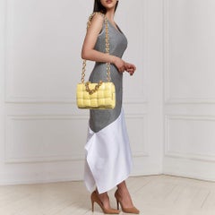 Bottega Veneta Yellow Intrecciato Leather Padded Cassette Chain Bag