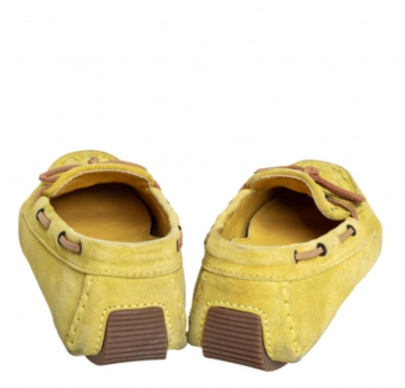 Bottega Veneta Yellow Intrecciato Suede Bow Slip On Loafers Sizs 36.5 For Sale 2
