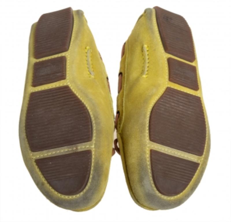 Bottega Veneta Yellow Intrecciato Suede Bow Slip On Loafers Sizs 36.5 For Sale 3