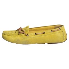Bottega Veneta Yellow Intrecciato Suede Bow Slip On Loafers Sizs 36.5