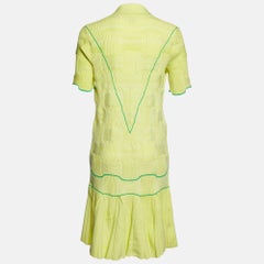Bottega Veneta Yellow Intreccio Knit Midi Dress XL