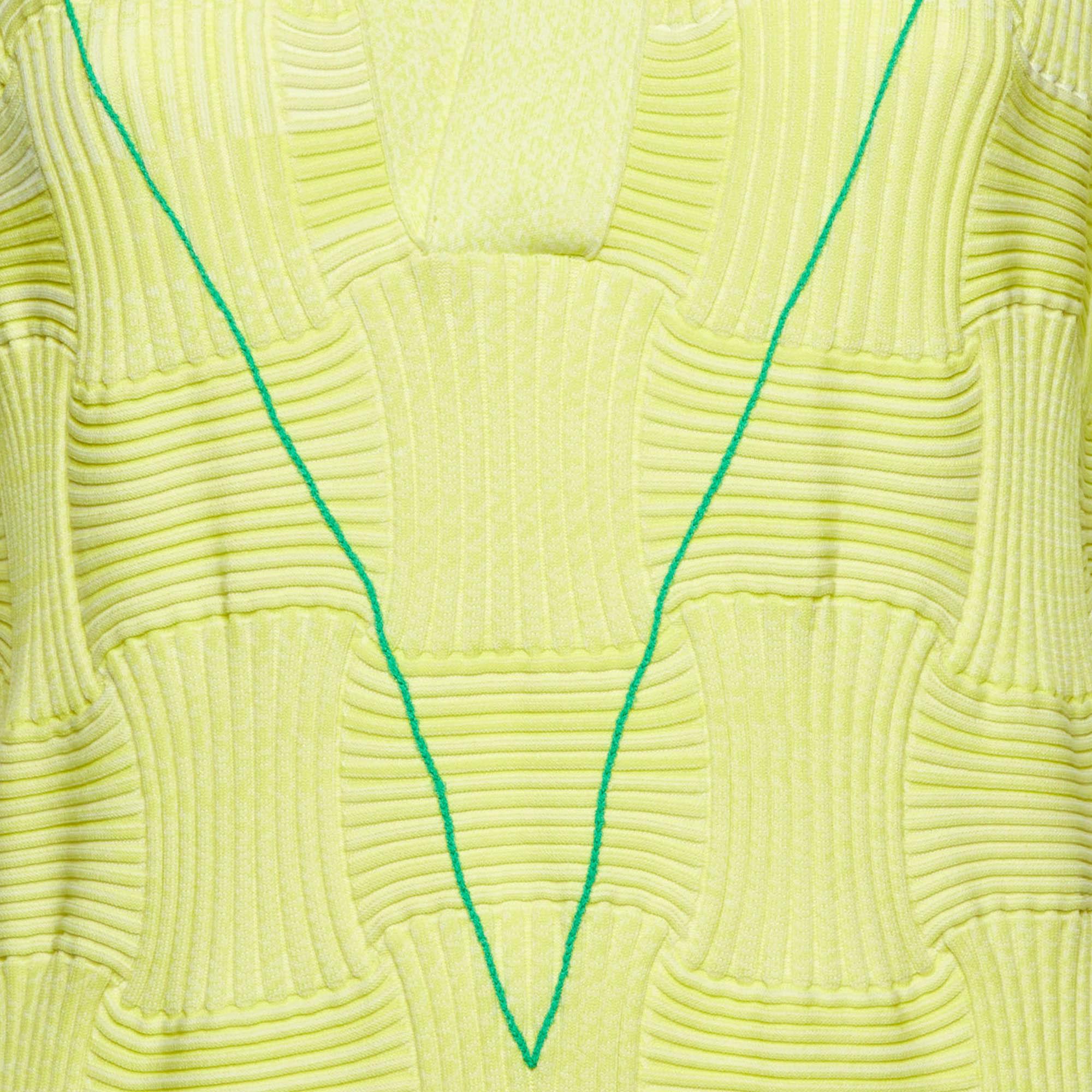 Vert Robe midi en maille Intreccio jaune Bottega Veneta XL en vente