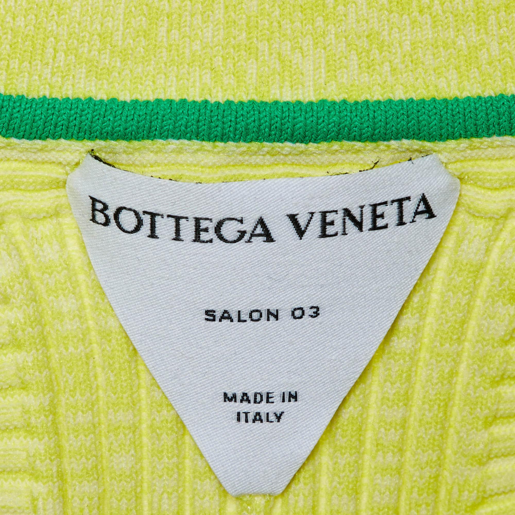 Robe midi en maille Intreccio jaune Bottega Veneta XL Excellent état - En vente à Dubai, Al Qouz 2