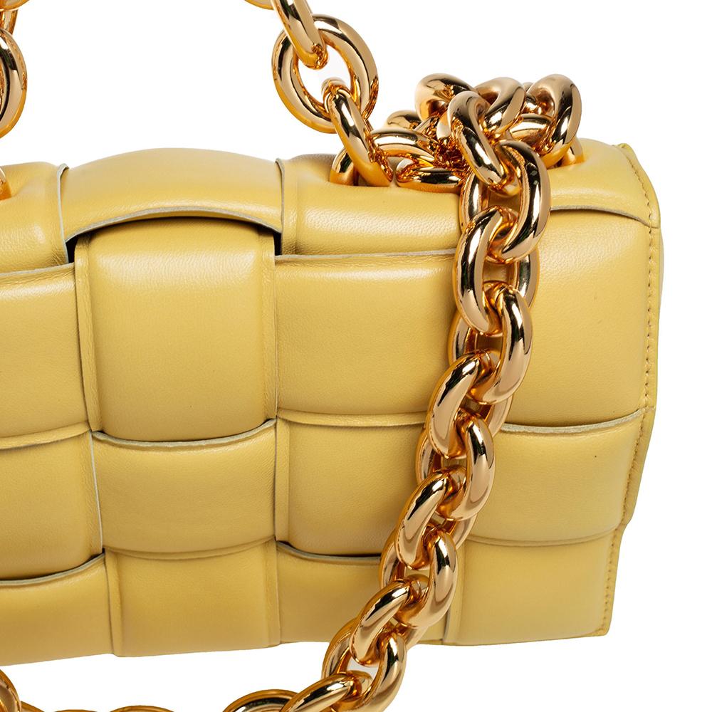 Bottega Veneta Yellow Leather Chain Cassette Shoulder Bag 3
